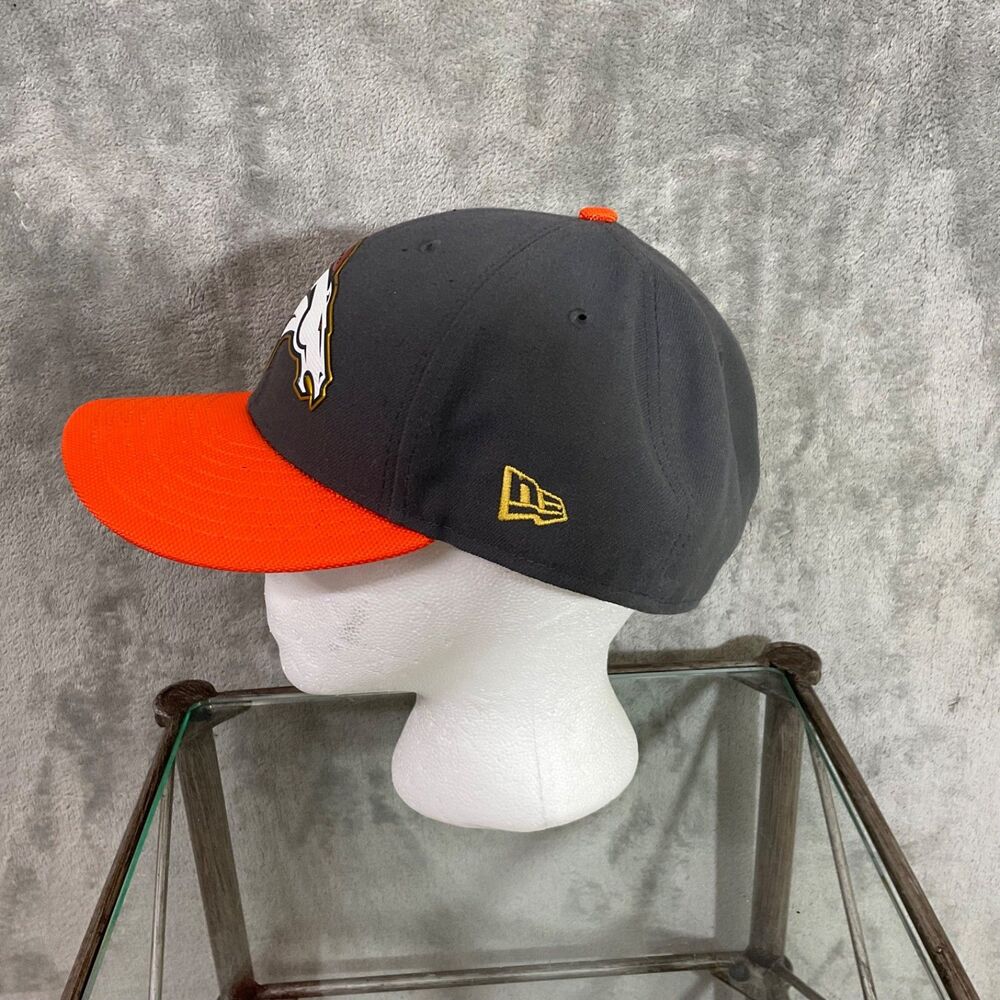 Denver Broncos New Era NFL Low Profile Fitted Hat Size 7- 7/8 Gray /Orange Bill